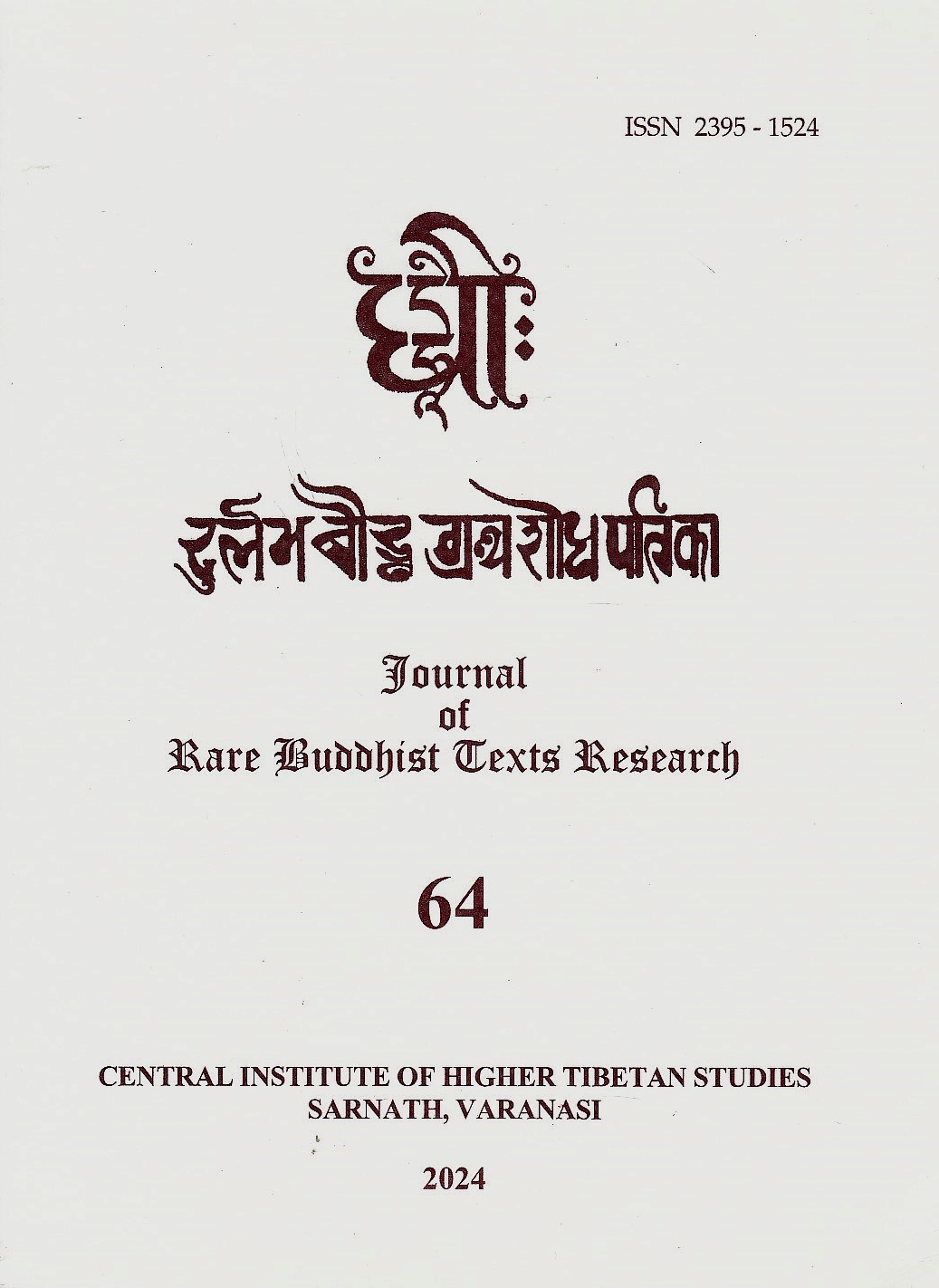 DHÎH: Journal of Rare Buddhist Texts Research Unit, 64.